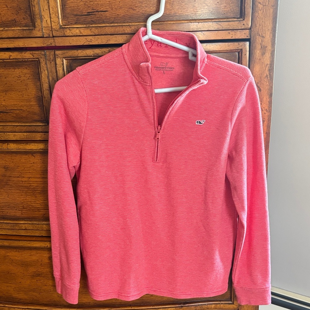 Vineyard Vines Coral Pink Quarter-Zip Pullover
